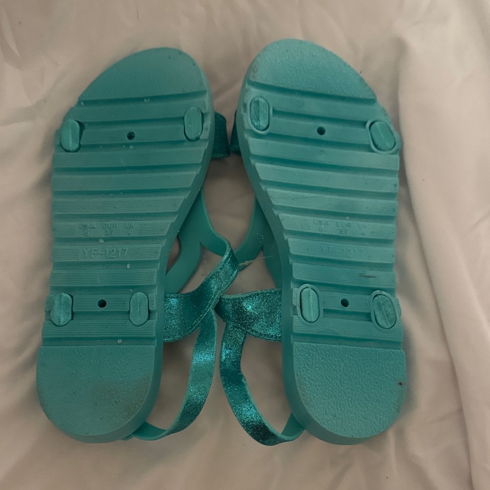 Teal Strappy Sandals‎ Sz 5/6 women’s - Picture 2 of 3